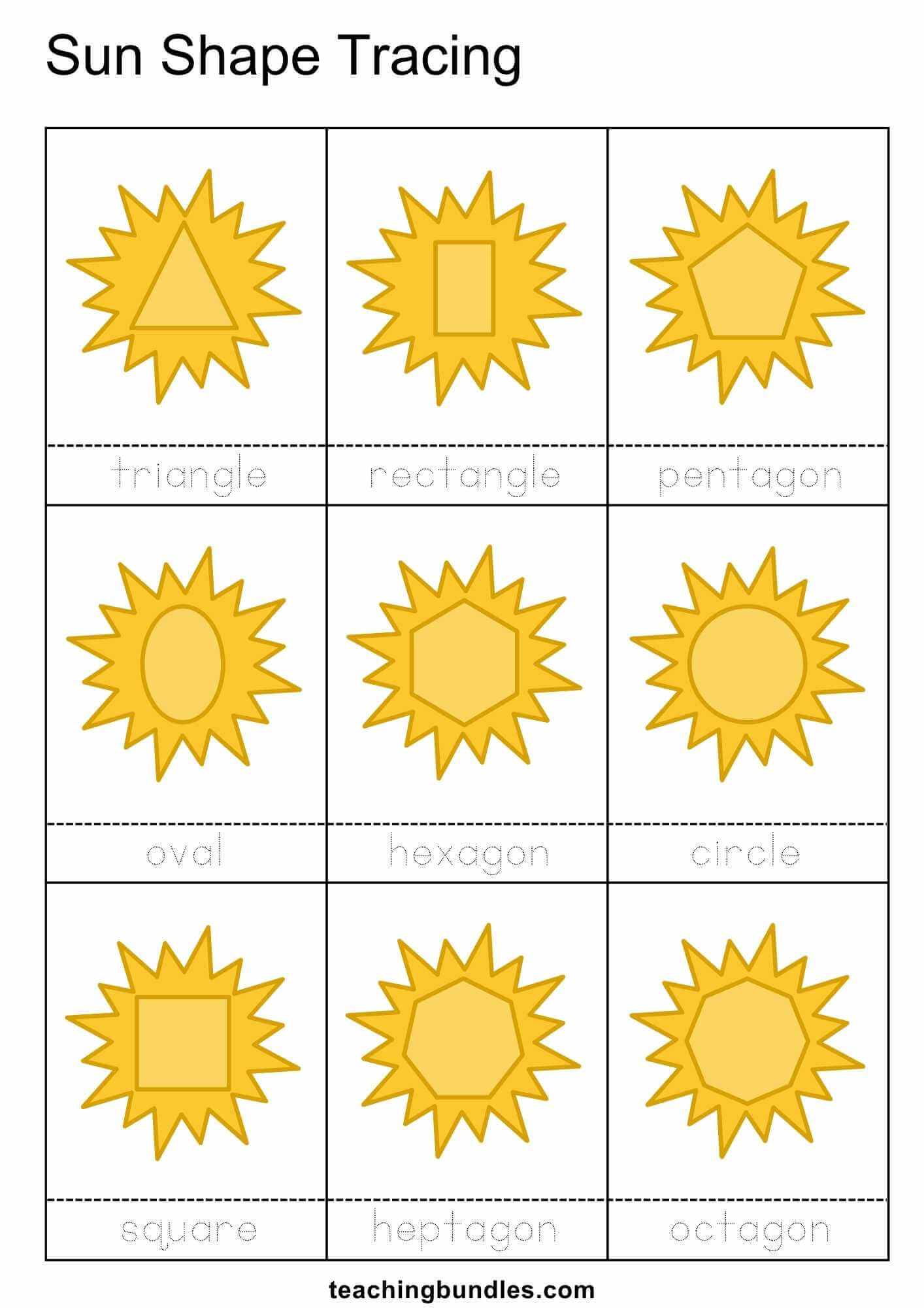 Sun shape tracing worksheet