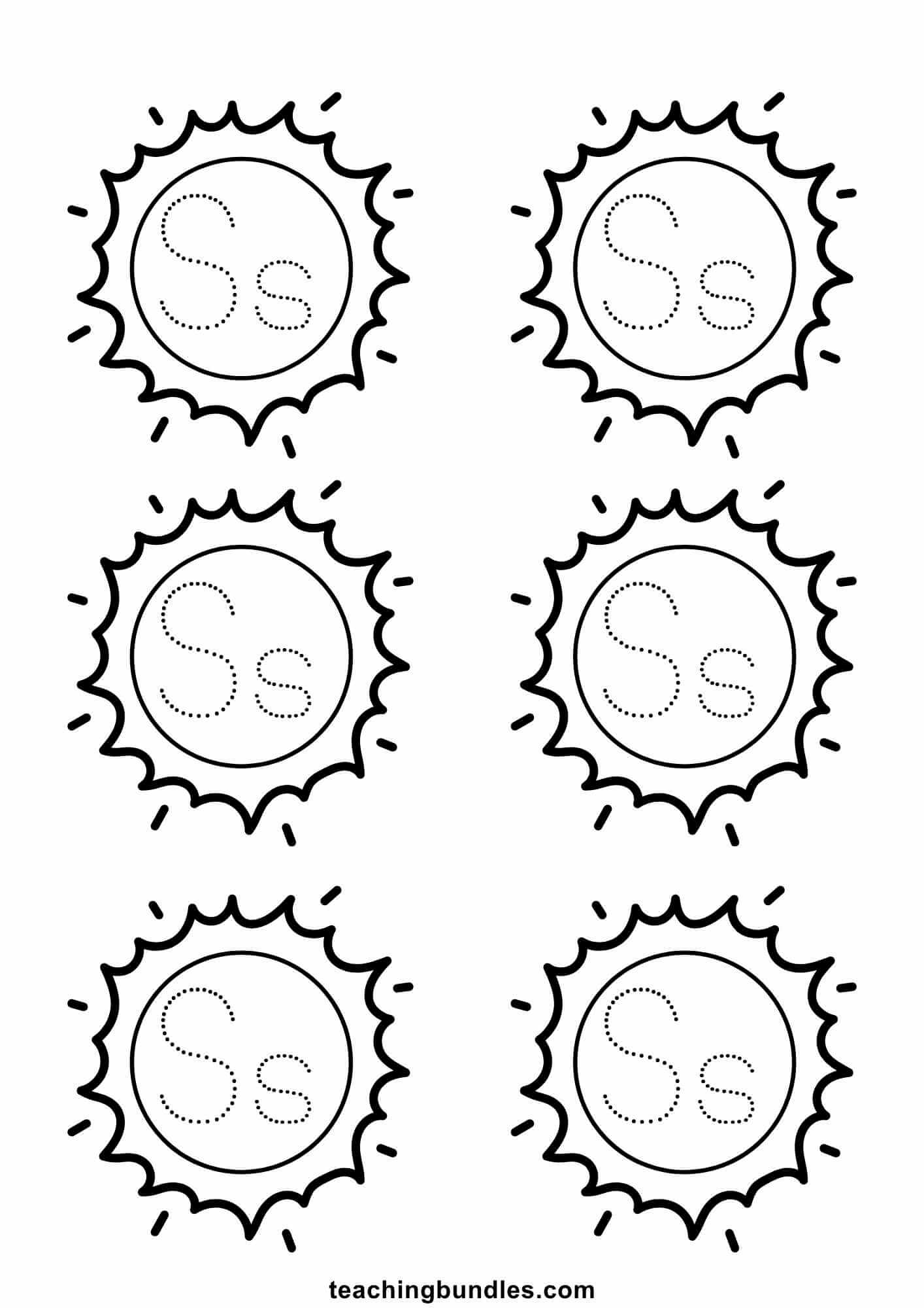 Sun tracing worksheet printable