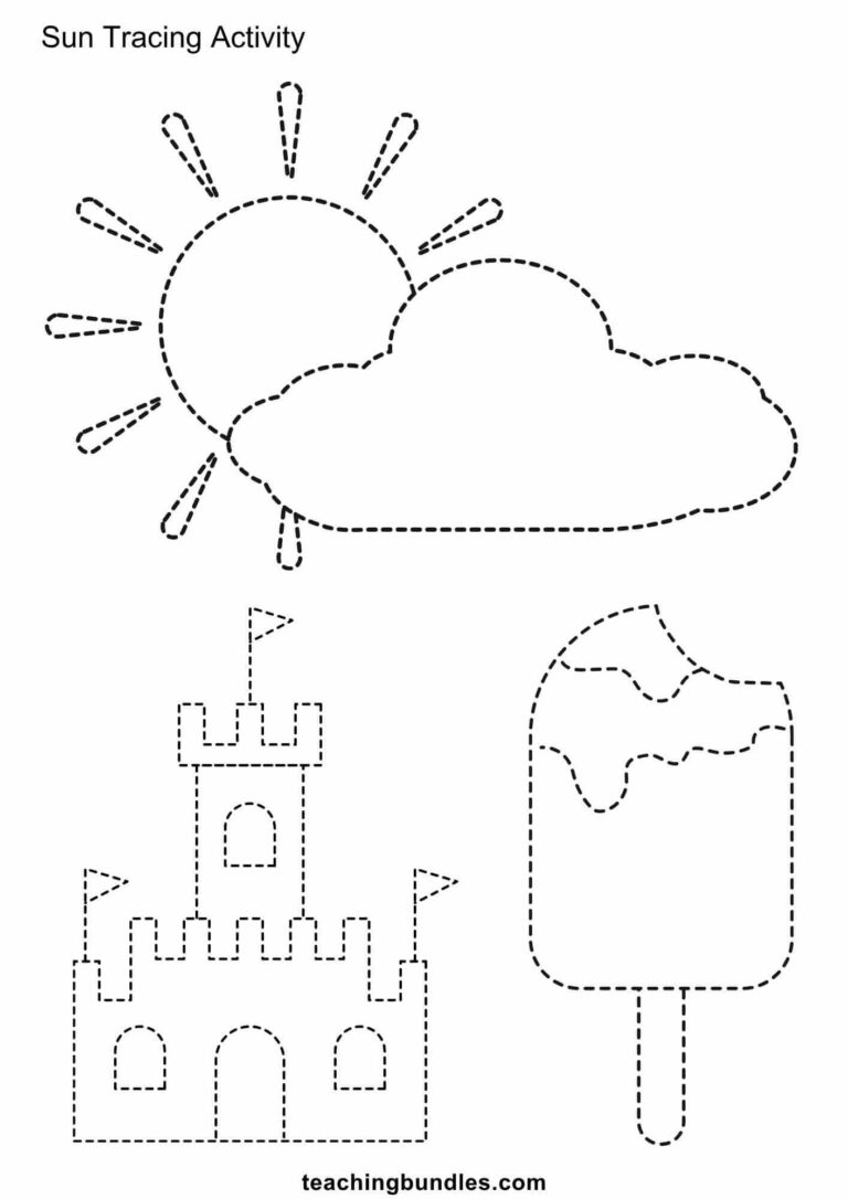 Free Sun Tracing Worksheets - Teachingbundles