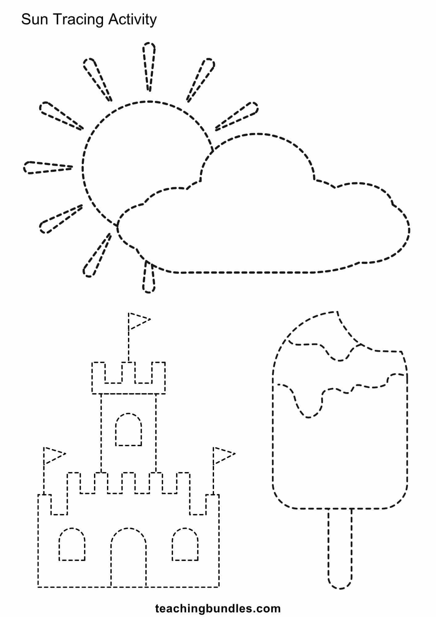 Sun tracing worksheet summer elements