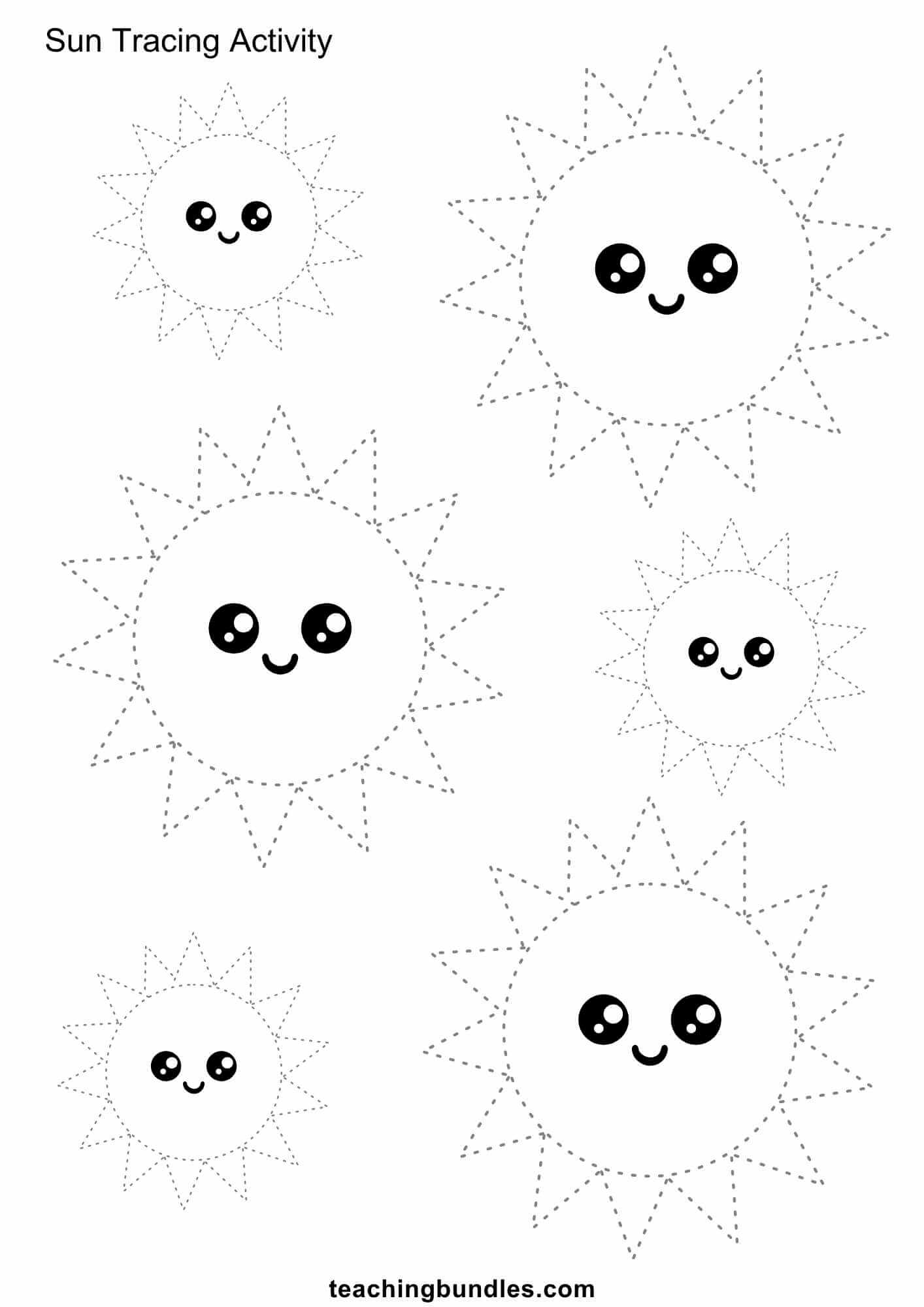 Cute sun tracing page for kids