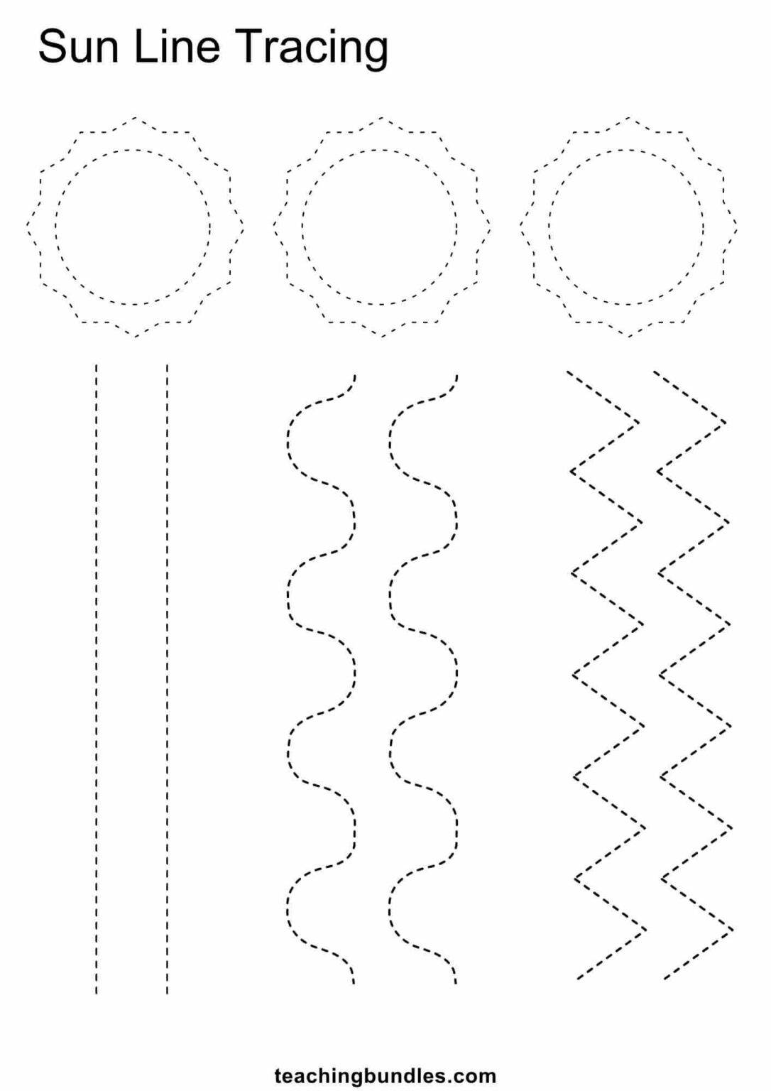 Free Sun Tracing Worksheets - Teachingbundles