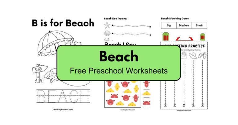Beach Activity Worksheets for Kids