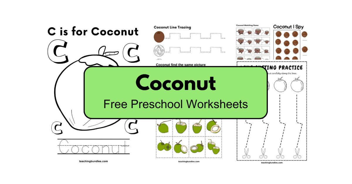 Coconut unit activity worksheets for preschool kids