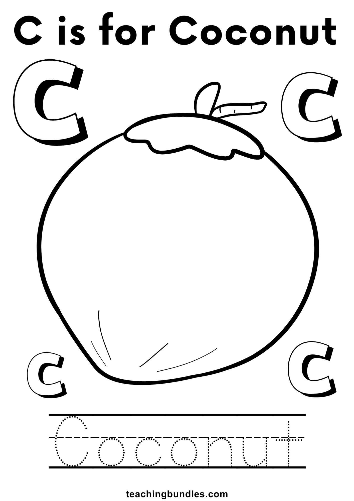 Coconut handwriting worksheets for kids