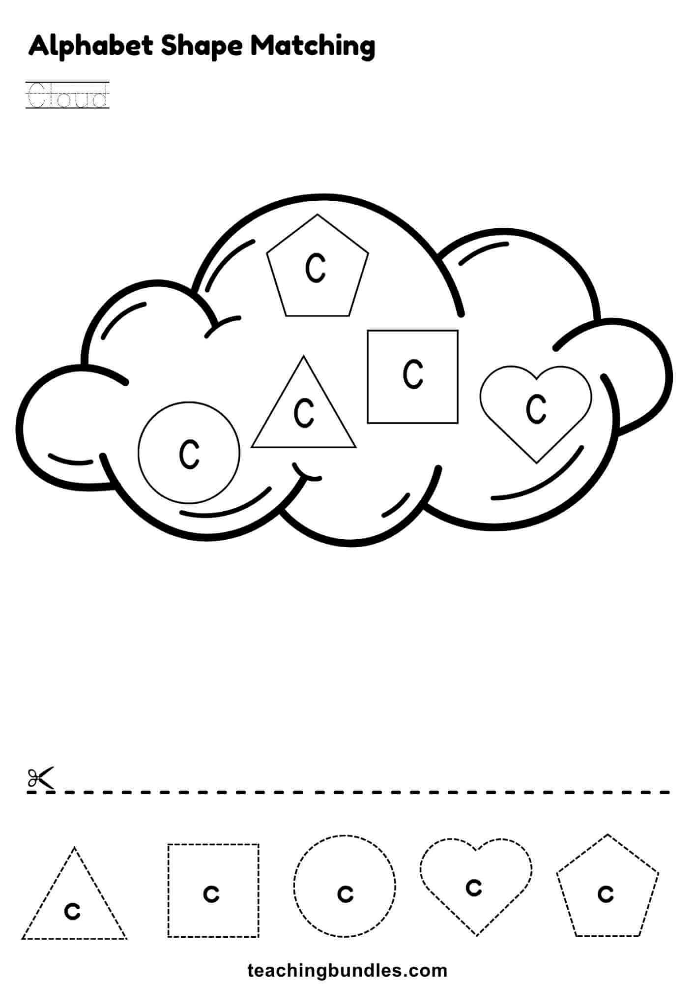 Alphabet C shape match with cloud