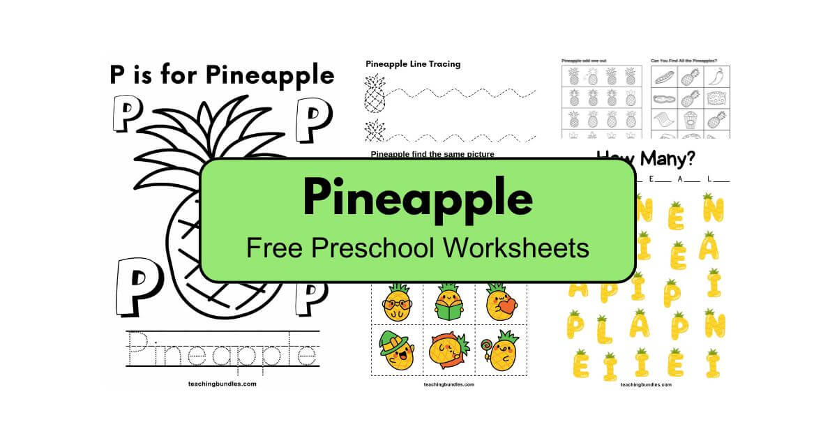 Printable pineapple activity sheets for kindergarten