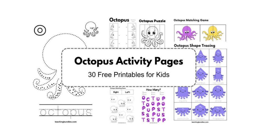 Octopus Preschool Learning Activity Worksheets Free Printable