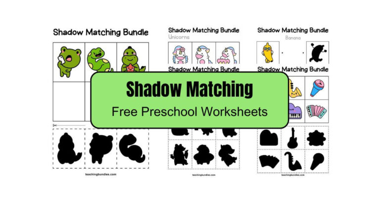 Shadow Matching Activity Worksheets for Preschoolers