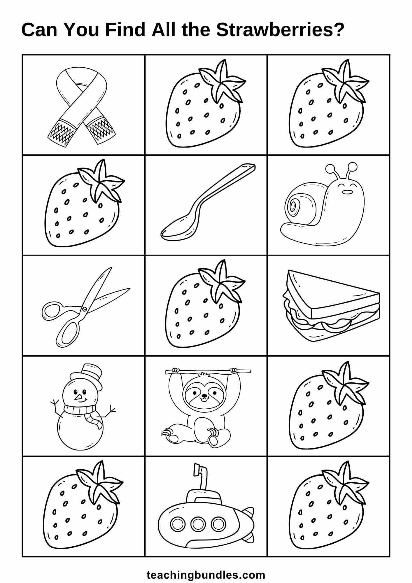Spot strawberries among other S objects