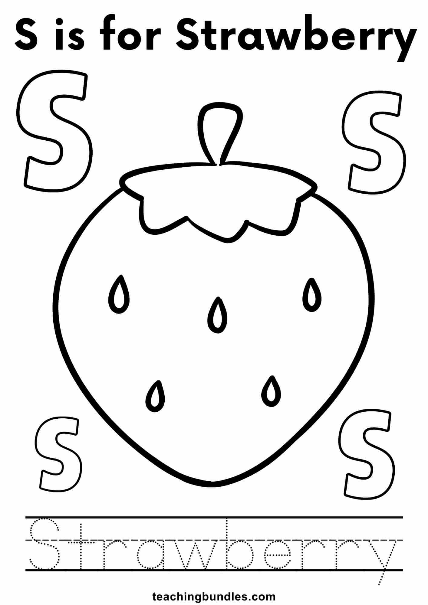 Strawberry tracing worksheet for preschool kids