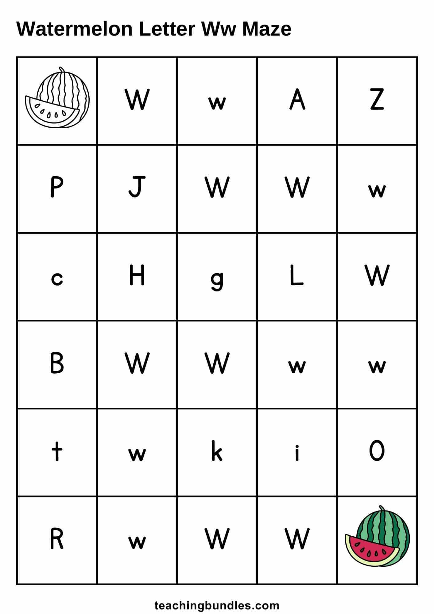Watermelon maze letter w focus
