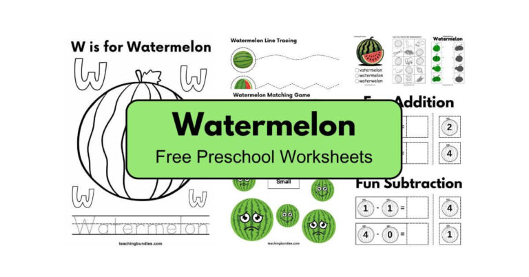 Preschool watermelon activity worksheets – Early learning bundle