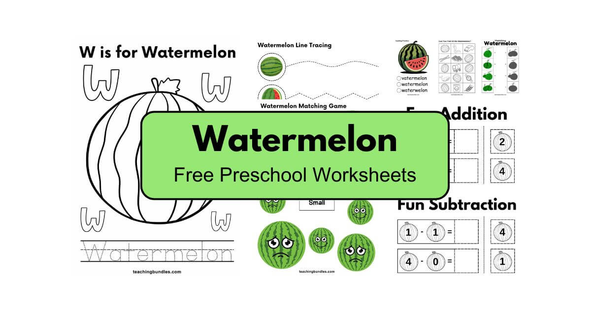 Preschool watermelon activity worksheets – Early learning bundle