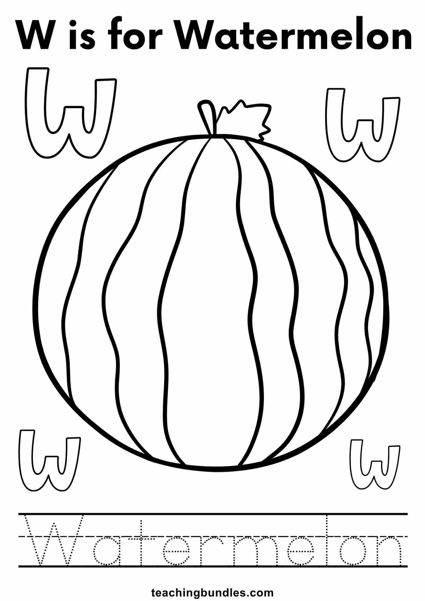 Preschool watermelon writing worksheet