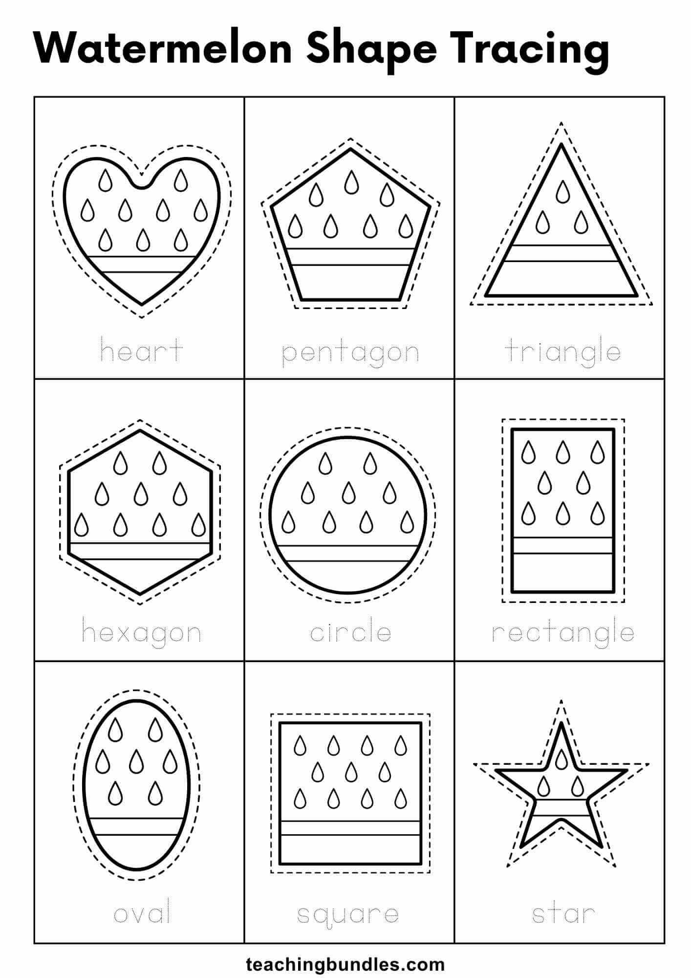 Watermelon 2D shapes for tracing