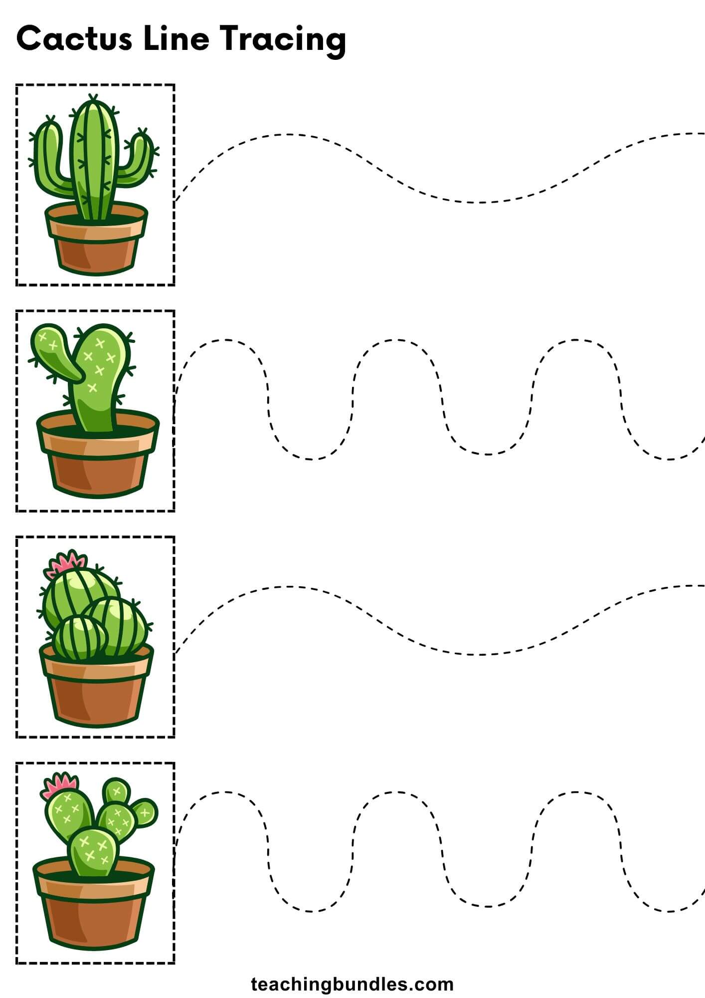 cactus figures line tracing template