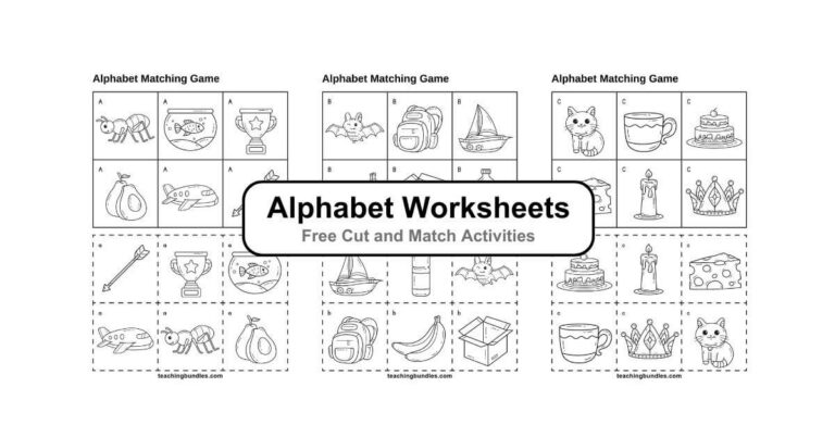 Alphabet Cut and Match Activity Bundle for Kids