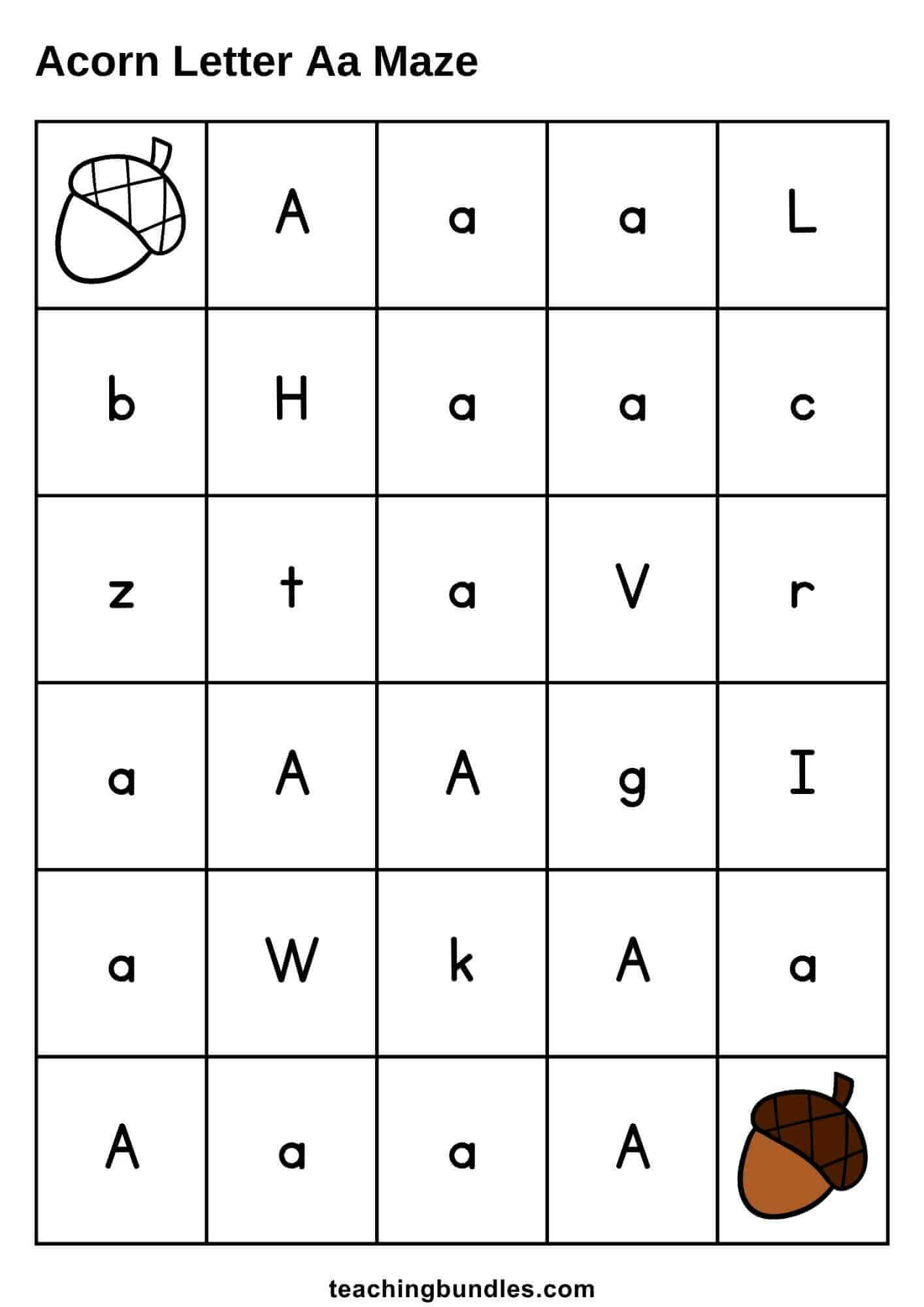 Acorn Free Printable Maze