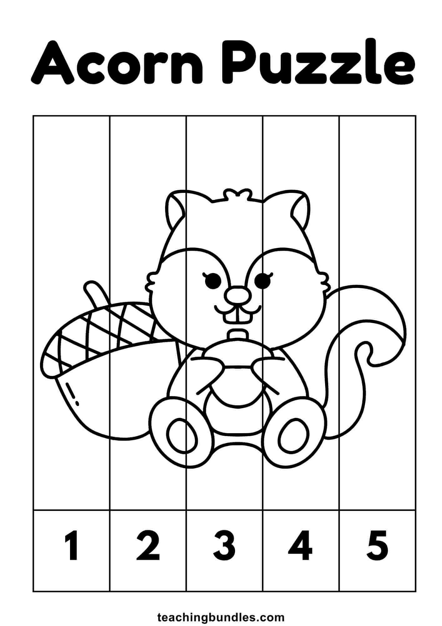 Acorn Puzzle Printable Page for Kids