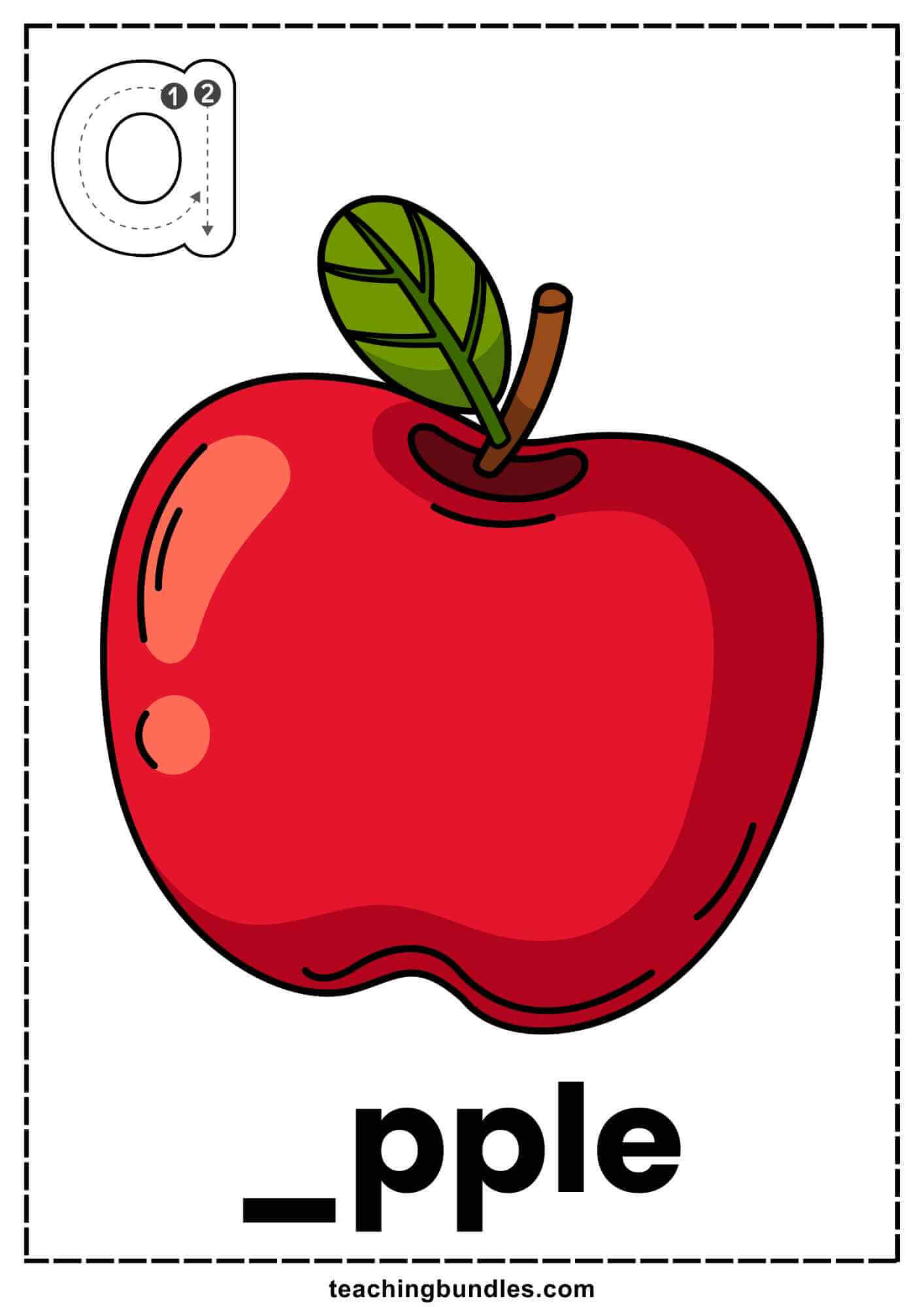Apple Letter A Sound Practice Worksheet