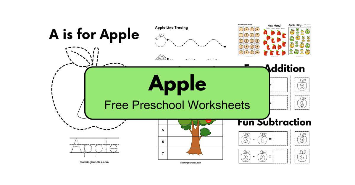 Apple worksheets bundle to support preschool skills with seasonal fun.