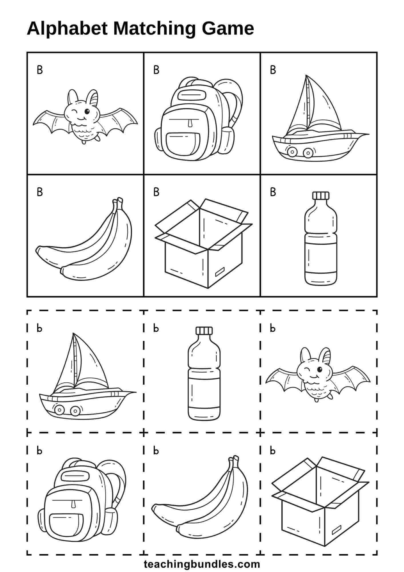 Uppercase and lowercase B matching game.