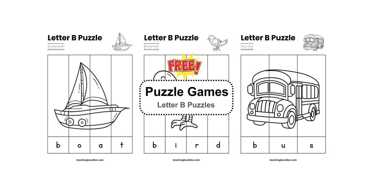 Letter B Word-Picture Puzzles Matching for Kids