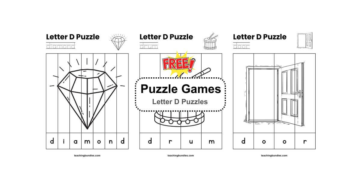 Alphabet D Word Puzzle Activity Sheet for Preschool