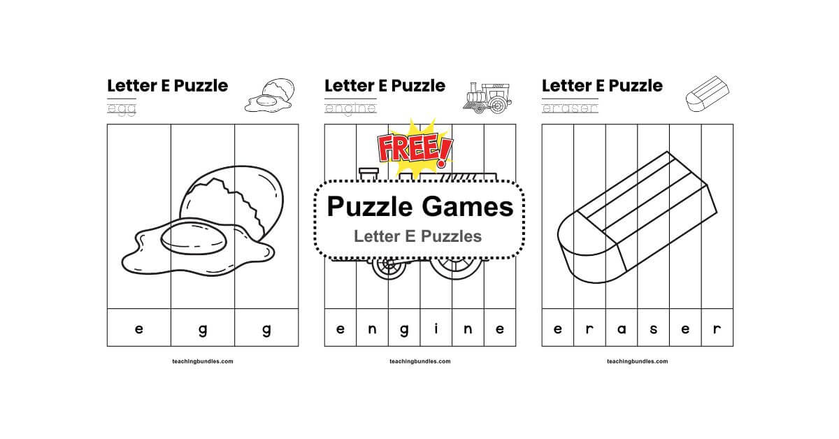 Letter E Printable Puzzles for Toddlers
