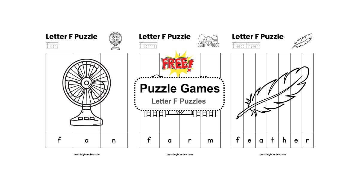 Fun activity page where children match Letter F words to images