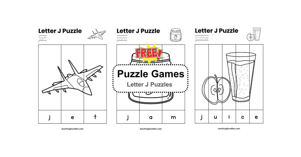 J word puzzle activities for kids to learn and practice the alphabet