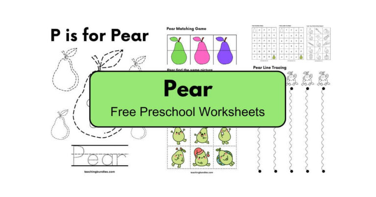 Pear Preschool Unit Activity Worksheets