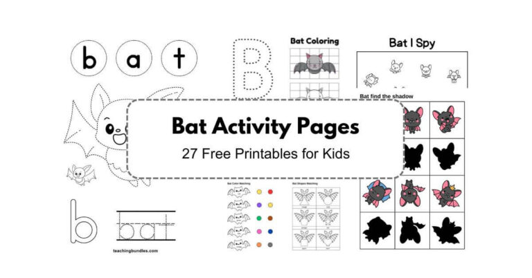 Bat Printable Early Learning Activities for Kids