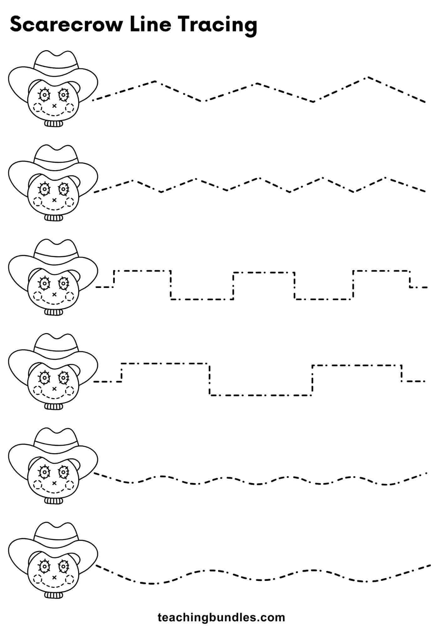 Scarecrow Line Tracing Activity for Kids