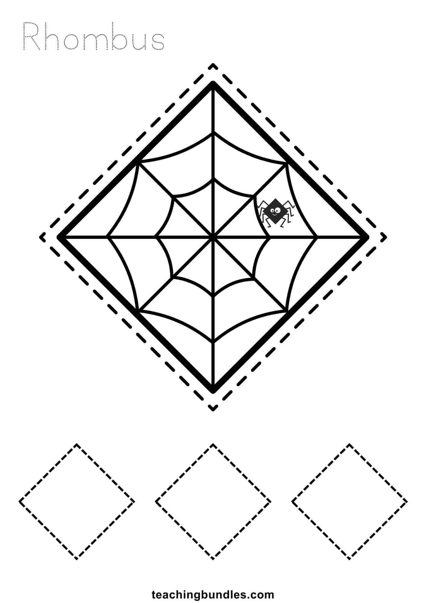 Printable spider shape tracing practice sheets