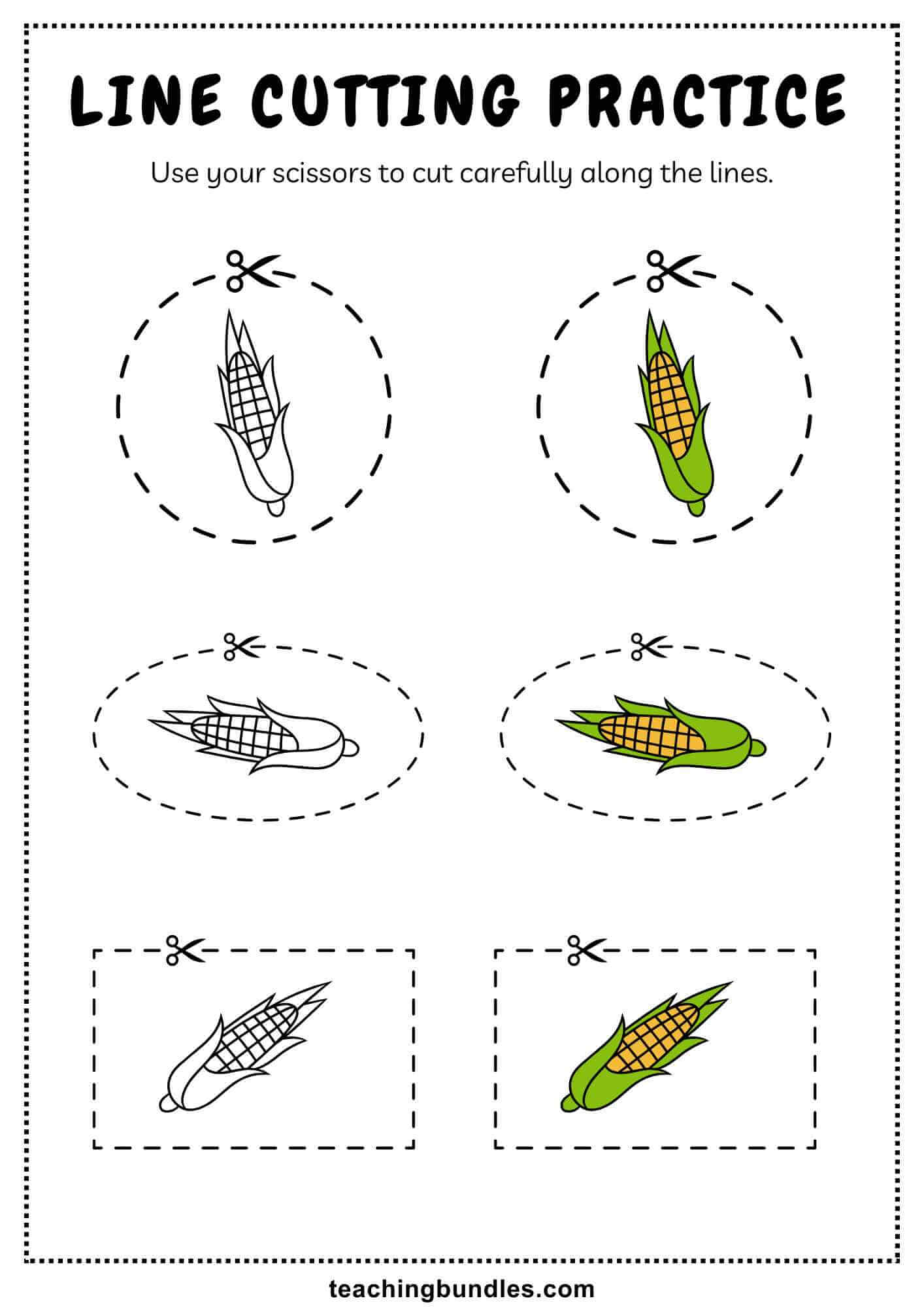 Corn Cutting Printable Worksheet
