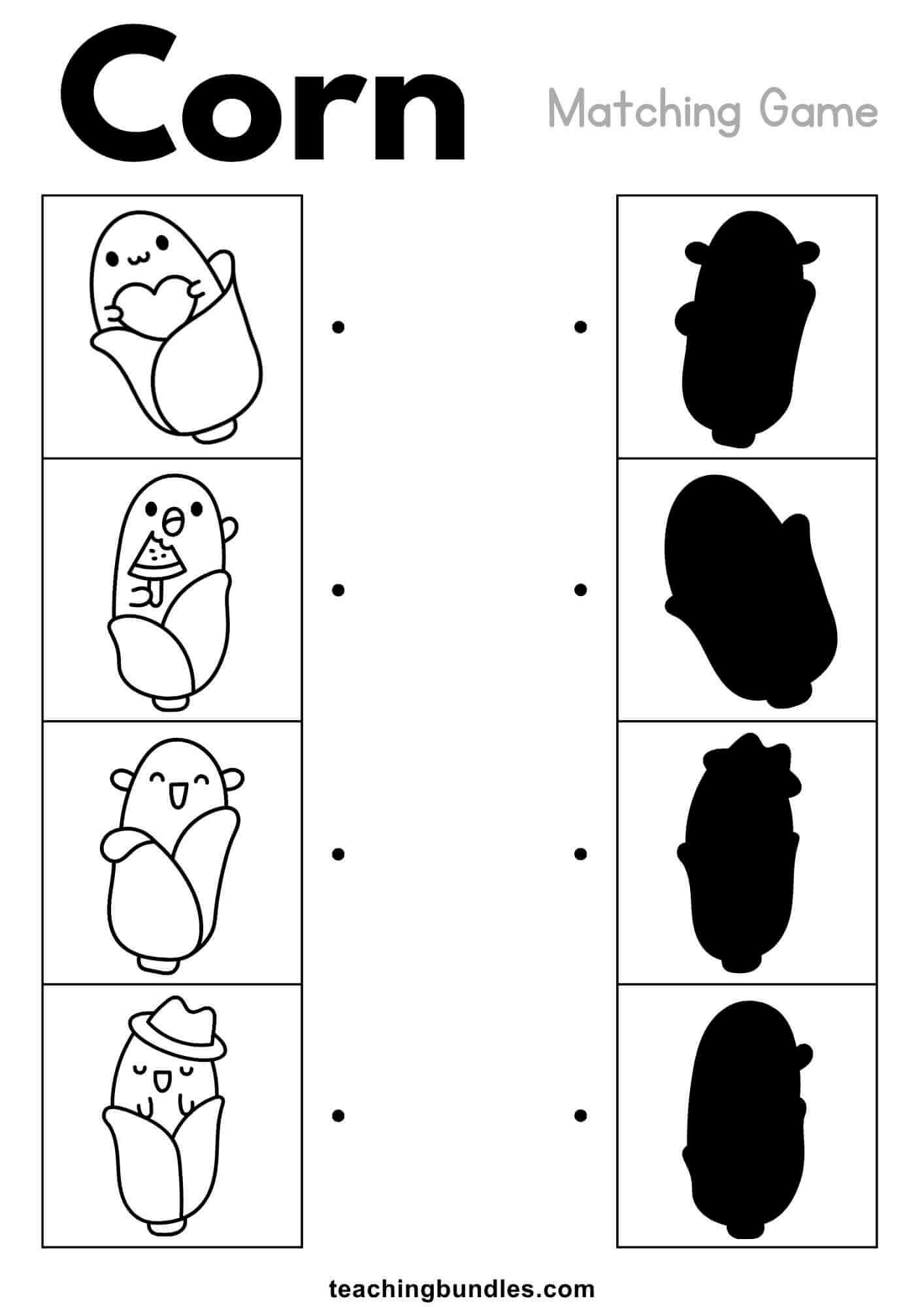 Corn Matching Game for Kids