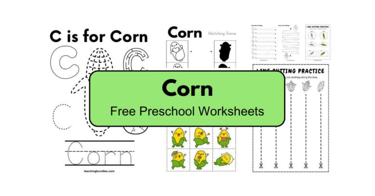 Corn theme printable activities for kids
