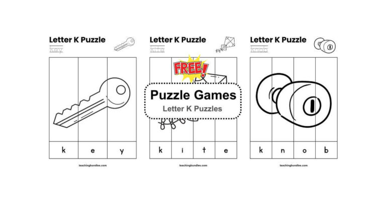 Letter K puzzle activity designed for preschool learning