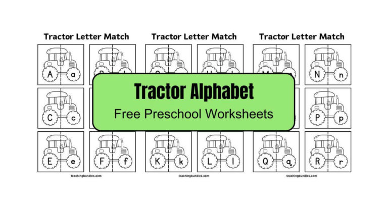 Letter matching tractor worksheets for preschool