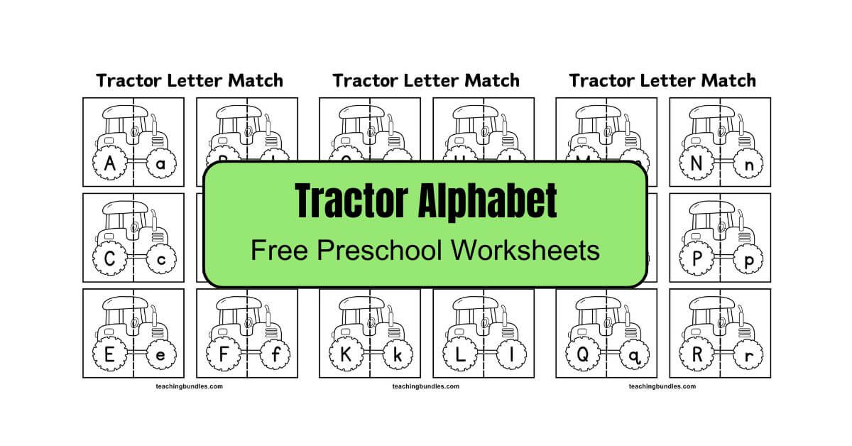 Letter matching tractor worksheets for preschool