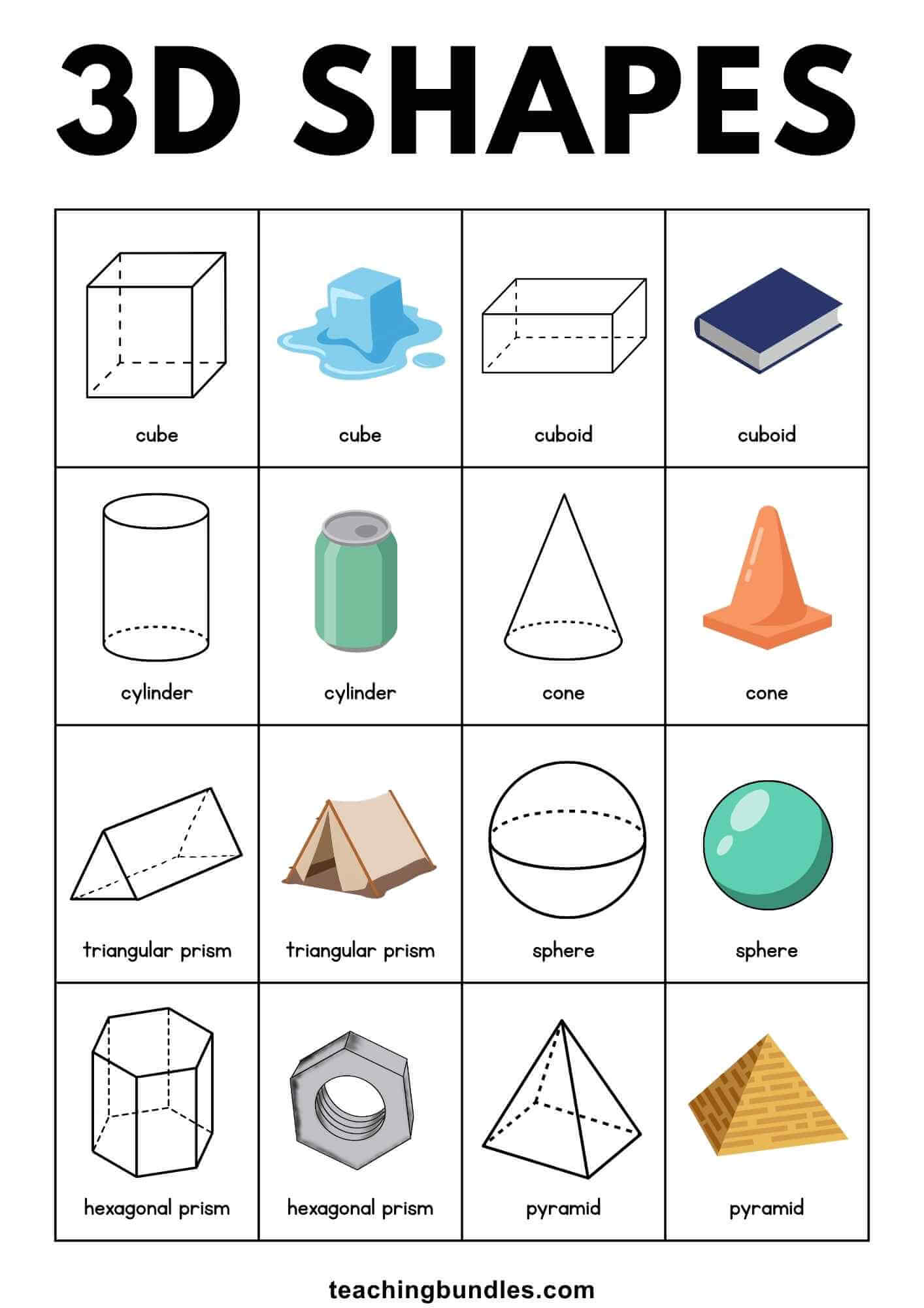 3D shapes with matching real-life objects.