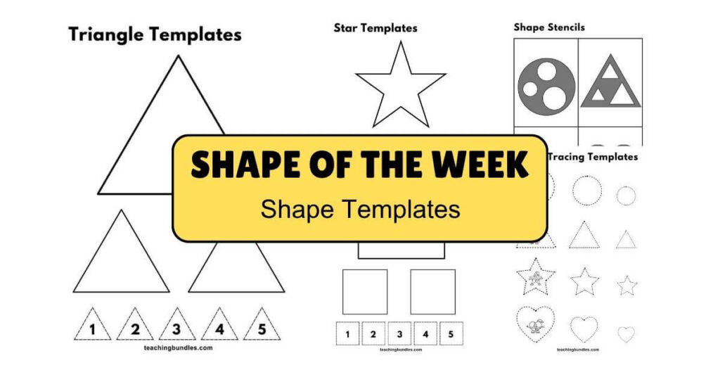 Shape templates for preschool math and art projects.