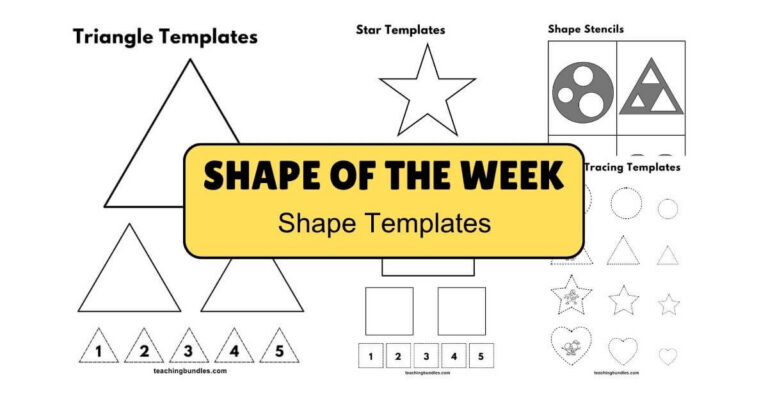 Shape templates for preschool math and art projects.