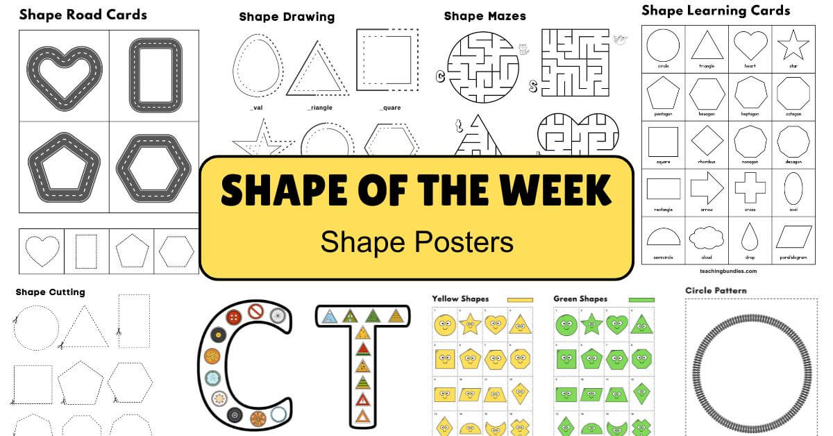 Free printable shapes poster for preschool learning.