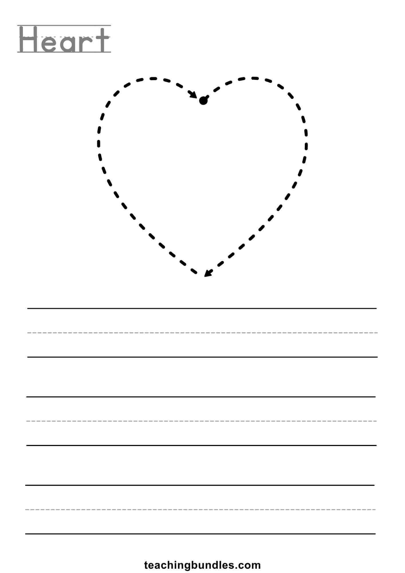 Heart tracing worksheet for kids.