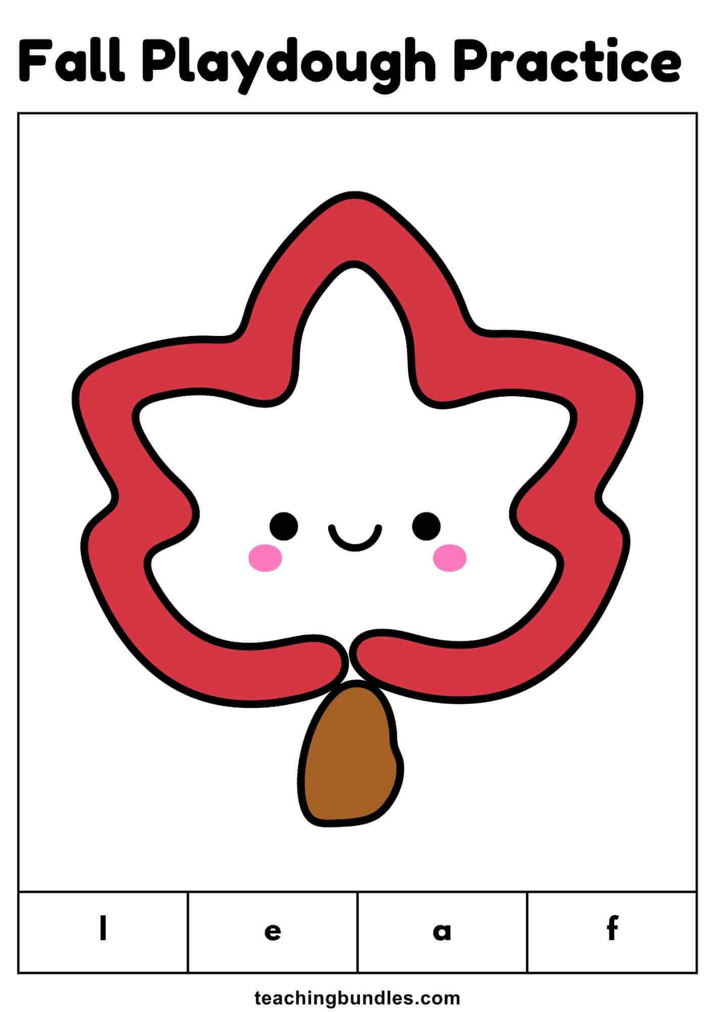 Fall printable playdough worksheet with leaf.
