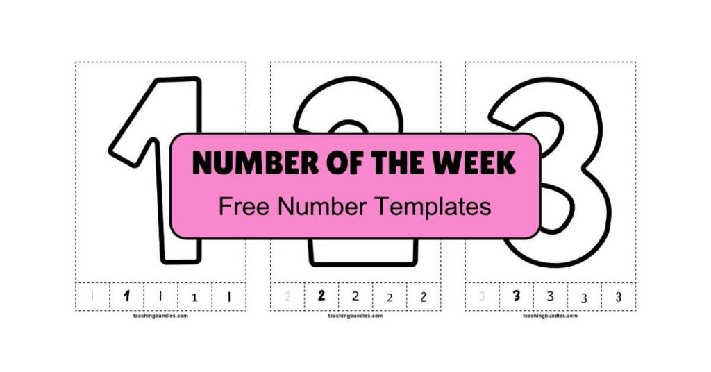 Educational number template cards for Preschool.