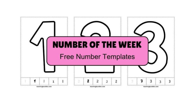 Educational number template cards for Preschool.